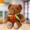 LEAN TOYS Plush Toy Teddy Bear Green-Red Bow Brown 30cm
