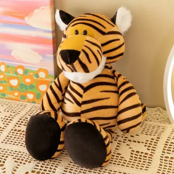 LEAN TOYS Plush Mascot Cuddly Toy Tiger Orange Striped 23cm