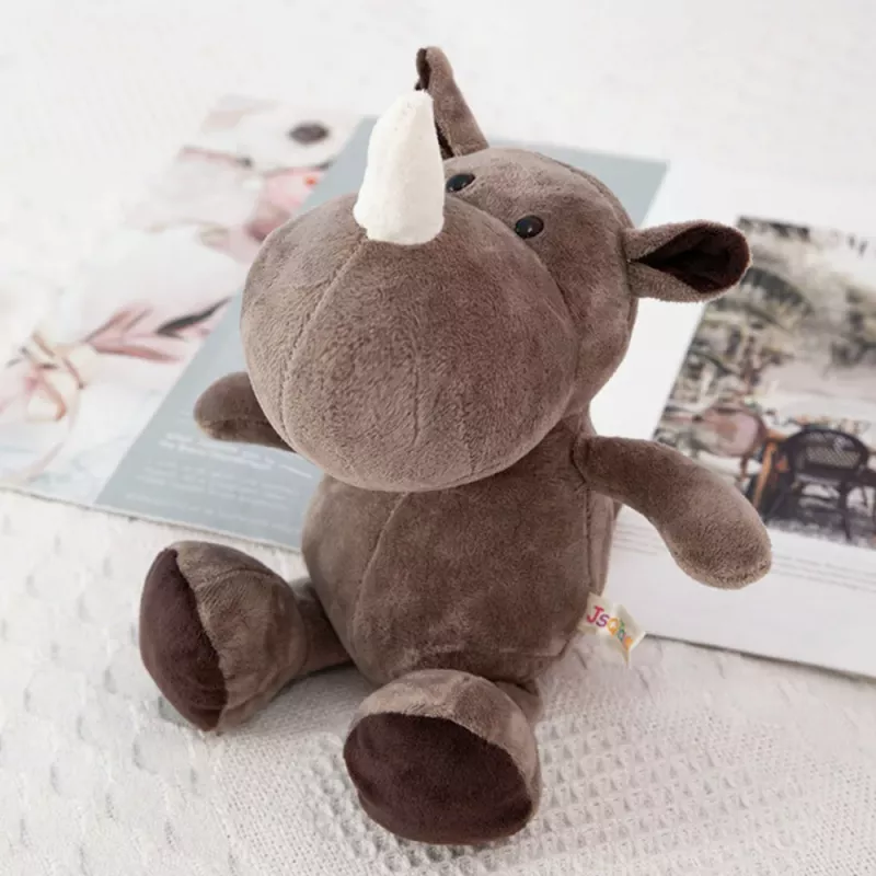 LEAN TOYS Plush Mascot Cuddly Toy Rhinoceros Brown 25cm