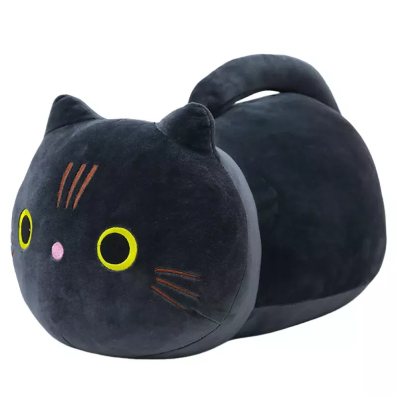 LEAN TOYS Plush Mascot Cuddly Toy Cat With Long Tail Black 40cm