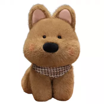 LEAN TOYS Plush Toy Cuddly Dog With Scarf Brown 25cm