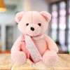 LEAN TOYS Plush Mascot Cuddly Toy Teddy Bear With Scarf Pink 35cm