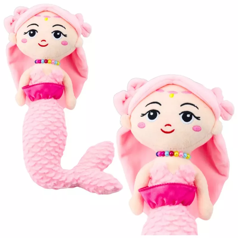 LEAN TOYS Plush Mermaid with Beads Cuddly Toy Pink 32cm
