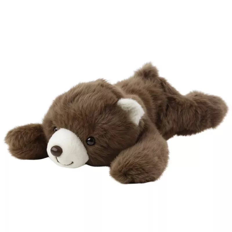 LEAN TOYS Plush Toy Cuddly Toy Lying Brown Bear 30cm