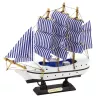 LEAN TOYS Collectible Model Decorative Sailing Ship White and Blue 18x17cm