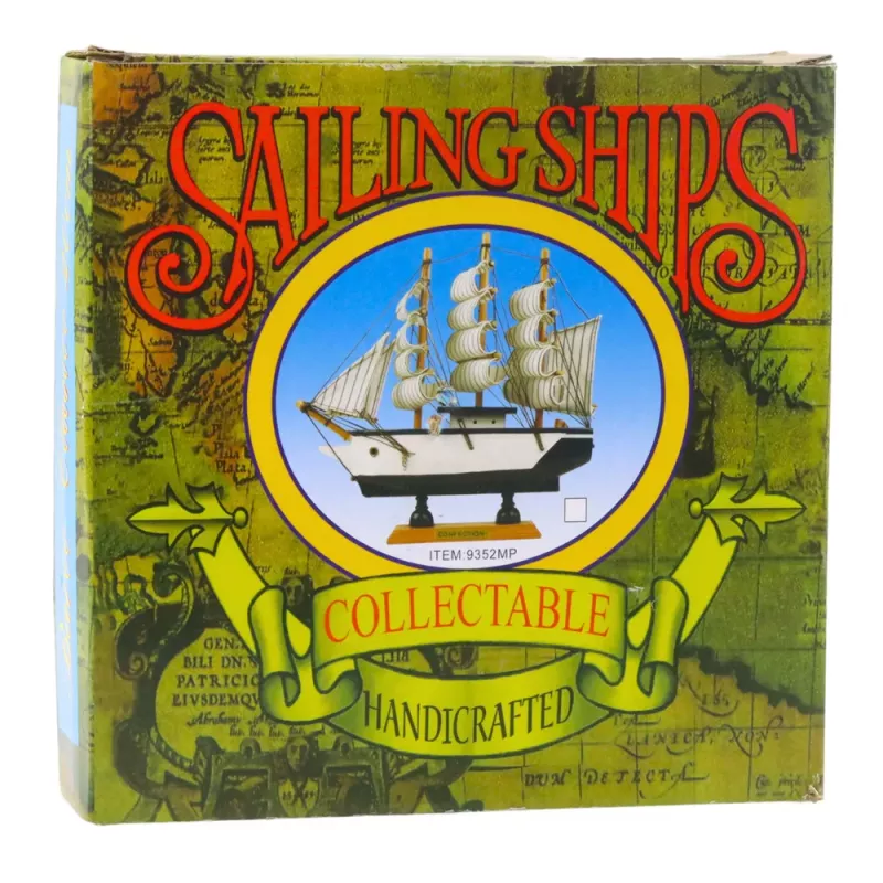 LEAN TOYS Collectible Model Decorative Pirate Sailing Ship Black 20x20cm