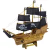 LEAN TOYS Collectible Model Decorative Pirate Sailing Ship Black 33x29cm