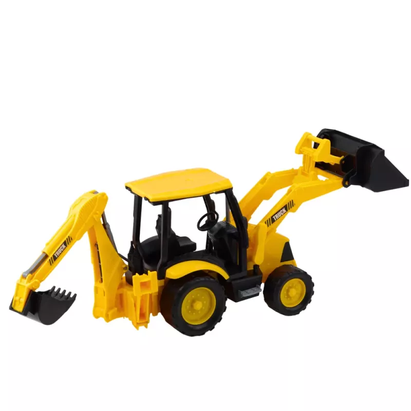 LEAN TOYS Construction Excavator With Drive Movable Two Buckets Yellow