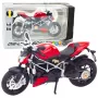 LEAN TOYS Sports Motorcycle Metal Lights Sounds Silver Elements Red 1:12