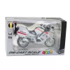 LEAN TOYS Motorcycle Metal Lights Sounds White Red Yellow Lines 1:12