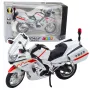 LEAN TOYS Motorcycle Metal Lights Sounds White Red Yellow Lines 1:12