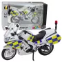 LEAN TOYS Police Motorcycle Metal Lights Sounds White 1:12