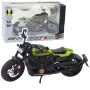 LEAN TOYS Motorcycle Chopper Metal Lights Sounds Black Green Elements 1:12