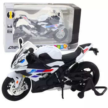 LEAN TOYS Sports Motorcycle Metal Lights Sounds White S1000 1:12