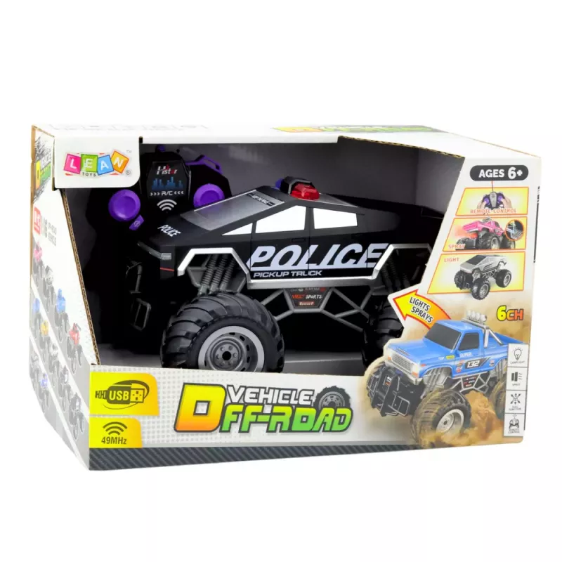 LEAN TOYS Off-Road RC Police Car Remote Controlled Black 1:16