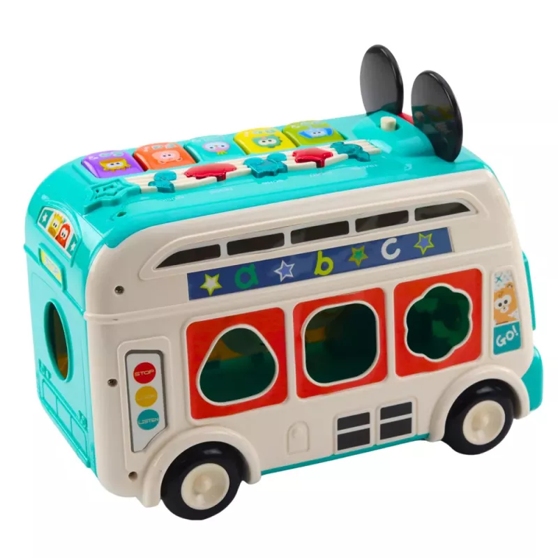 LEAN TOYS Interactive Educational Bus Sorter Lights Sounds Turquoise