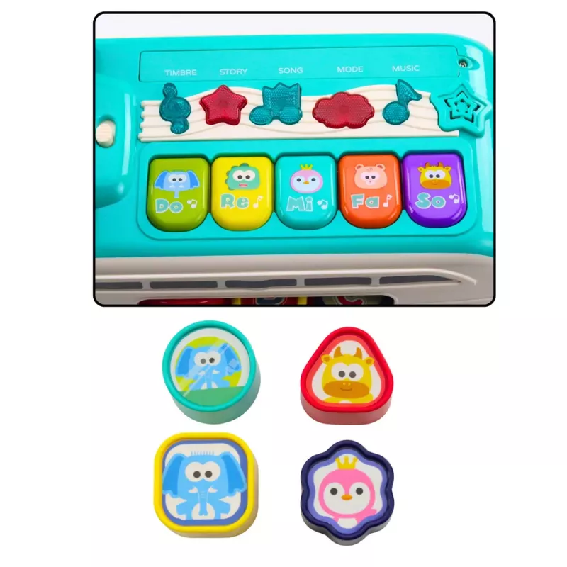 LEAN TOYS Interactive Educational Bus Sorter Lights Sounds Turquoise
