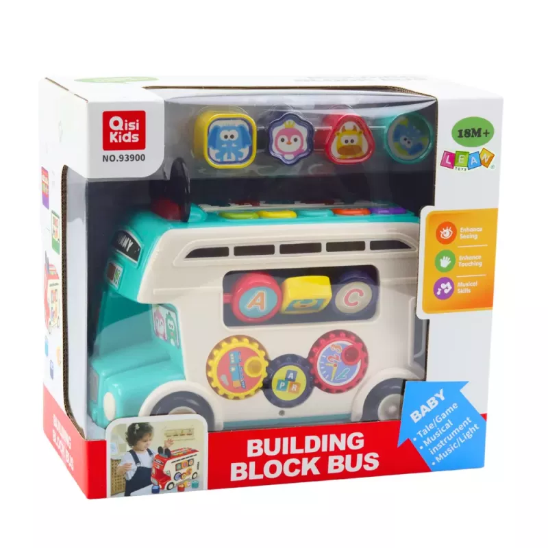 LEAN TOYS Interactive Educational Bus Sorter Lights Sounds Turquoise