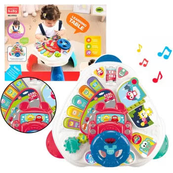 LEAN TOYS Interactive Educational Table With Steering Wheel Triangular Colored