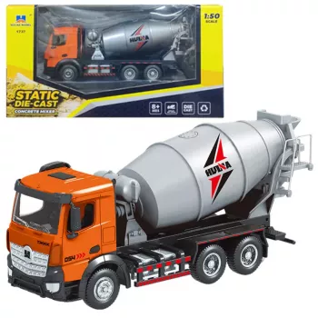 LEAN TOYS Concrete Mixer Construction Vehicle Metal Huina Orange 1:50