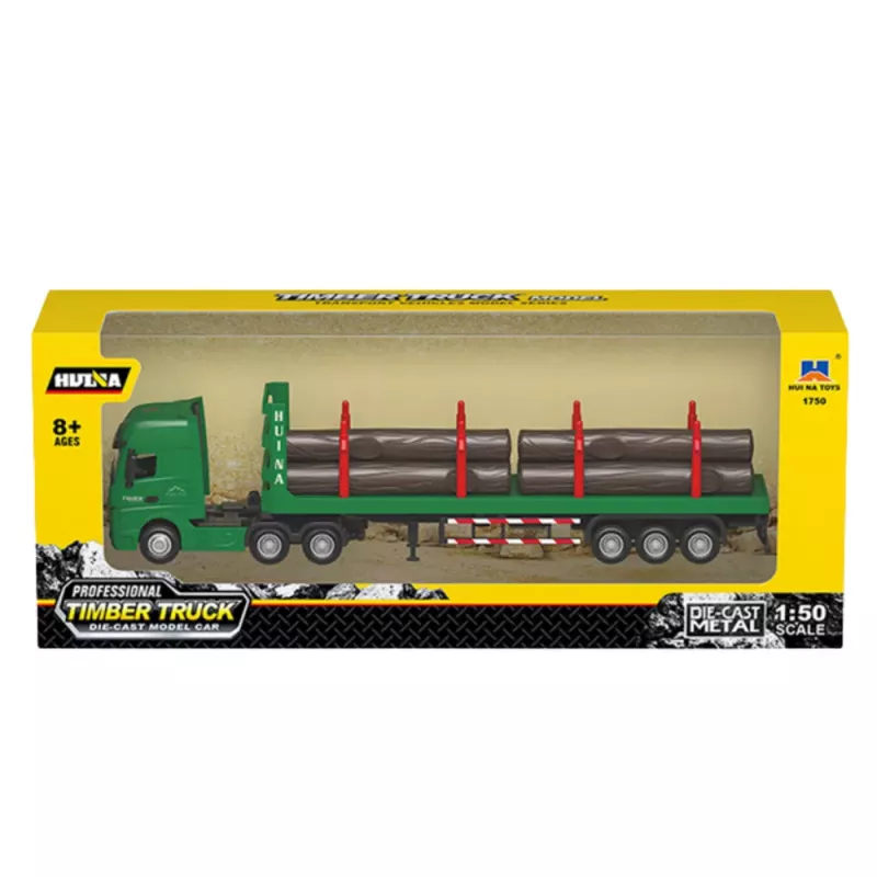 Huina 1:50 Timber Transporter Metal Die-Cast Model Green