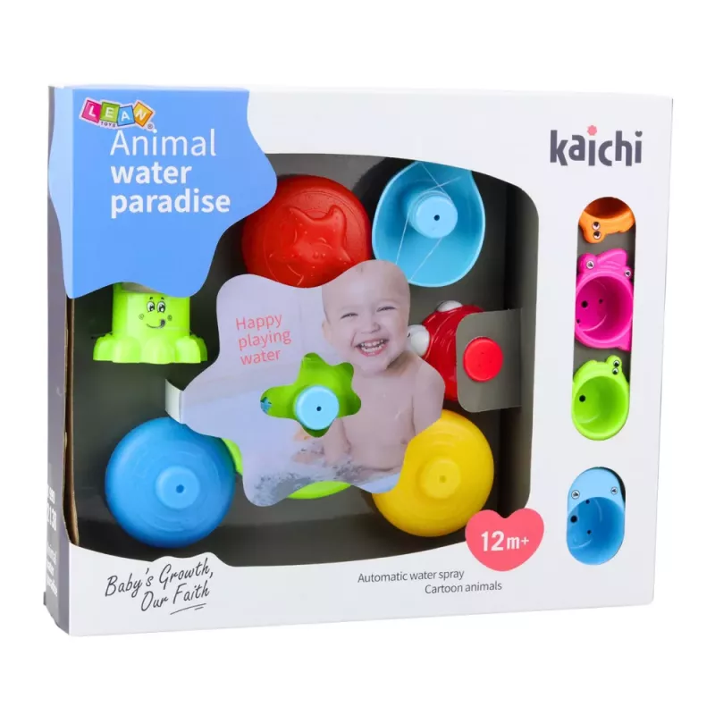 LEAN TOYS Interactive Bath Toy Set Fountain Animals Cups
