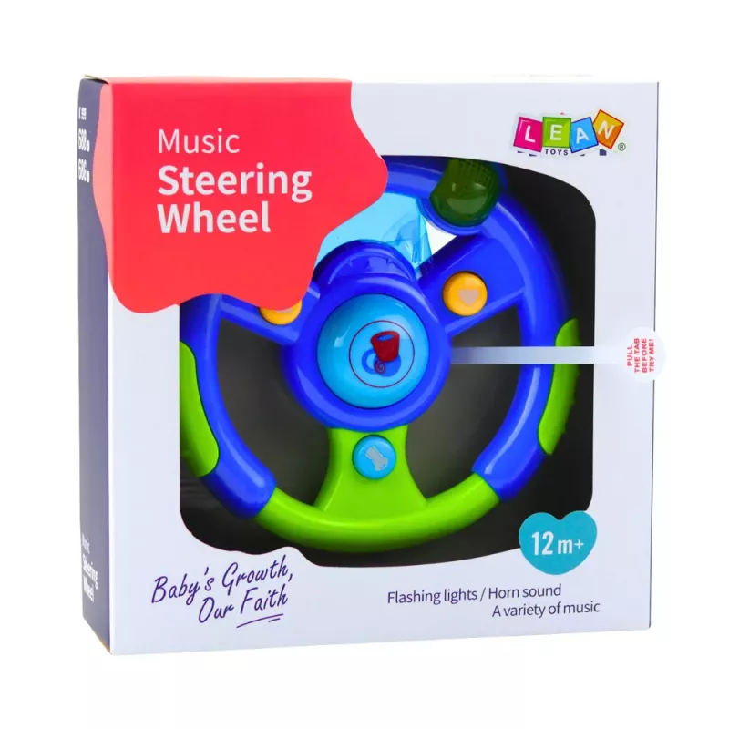 LEAN TOYS Interactive Steering Wheel for Toddlers Lights Sounds Green-Blue