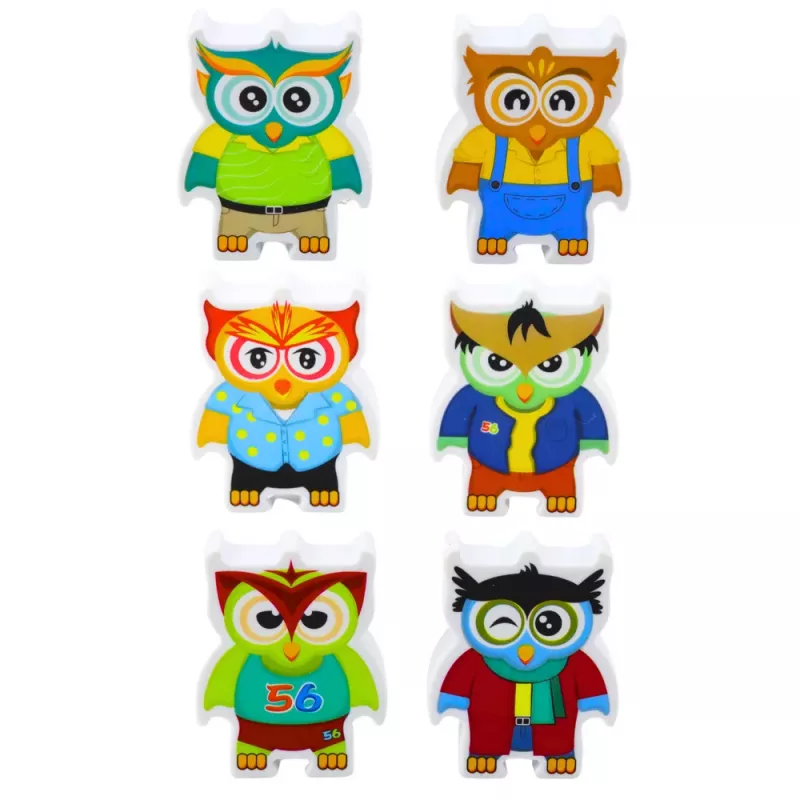 LEAN TOYS Educational Game Owls Arcade Logic Puzzle Domino 18 pcs.