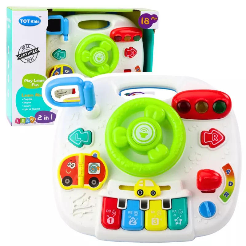LEAN TOYS Panel Interactive Table Educational Steering Wheel 2in1 Lights Sounds
