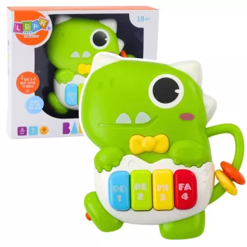 LEAN TOYS Mini Piano for Toddlers Dinosaur Green Lights and Sounds