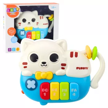 LEAN TOYS Mini Piano for Toddlers Kitten Blue Lights Sounds