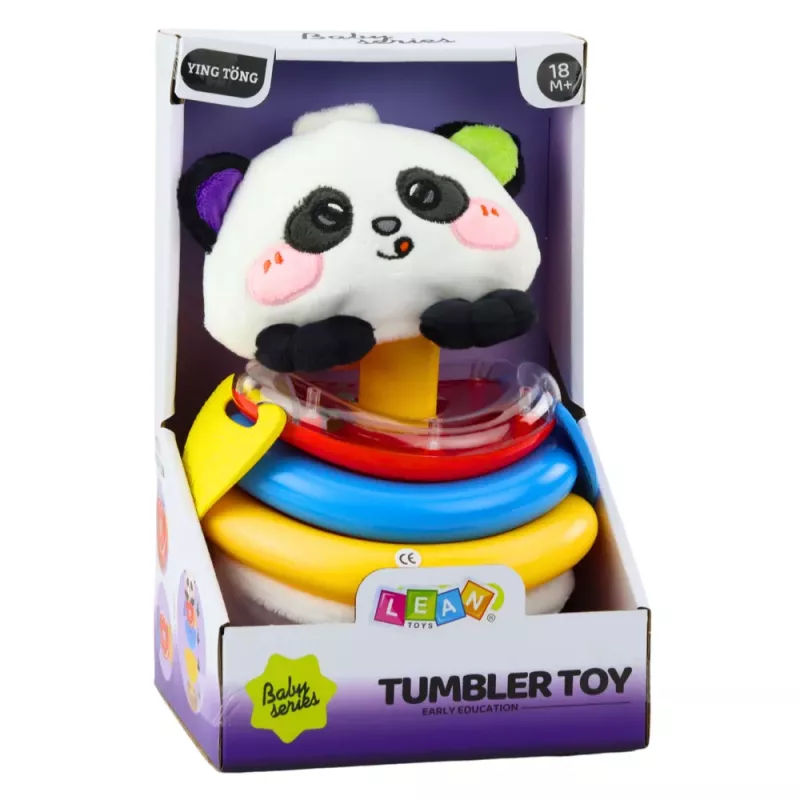 LEAN TOYS Sensory Toy Tumbler Panda Pyramid Rocking Teethers Rattle