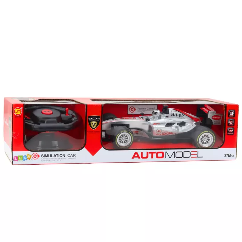 LEAN TOYS Remote Controlled RC Racer Steering Wheel Lights Sounds 1:12 Silver