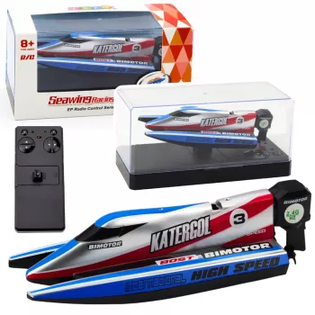 LEAN TOYS Remote Controlled RC Motorboat Blue-Silver 14cm