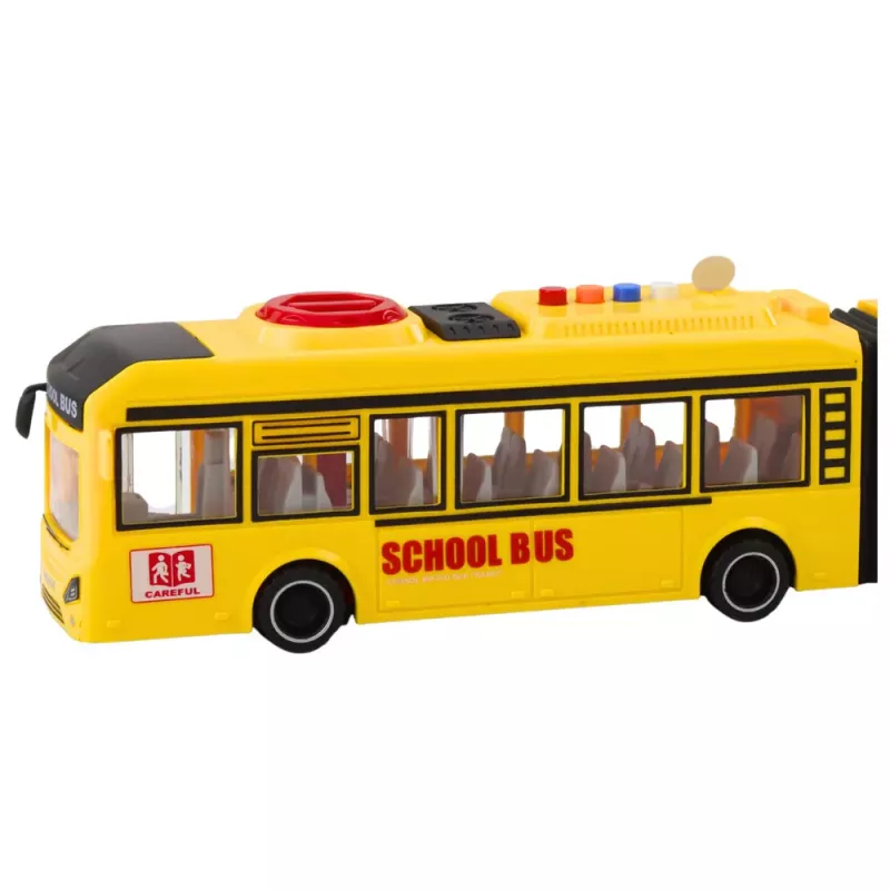 LEAN TOYS Articulated School Bus with Opening Doors, Lights, Sounds, Yellow, 1:16 Scale