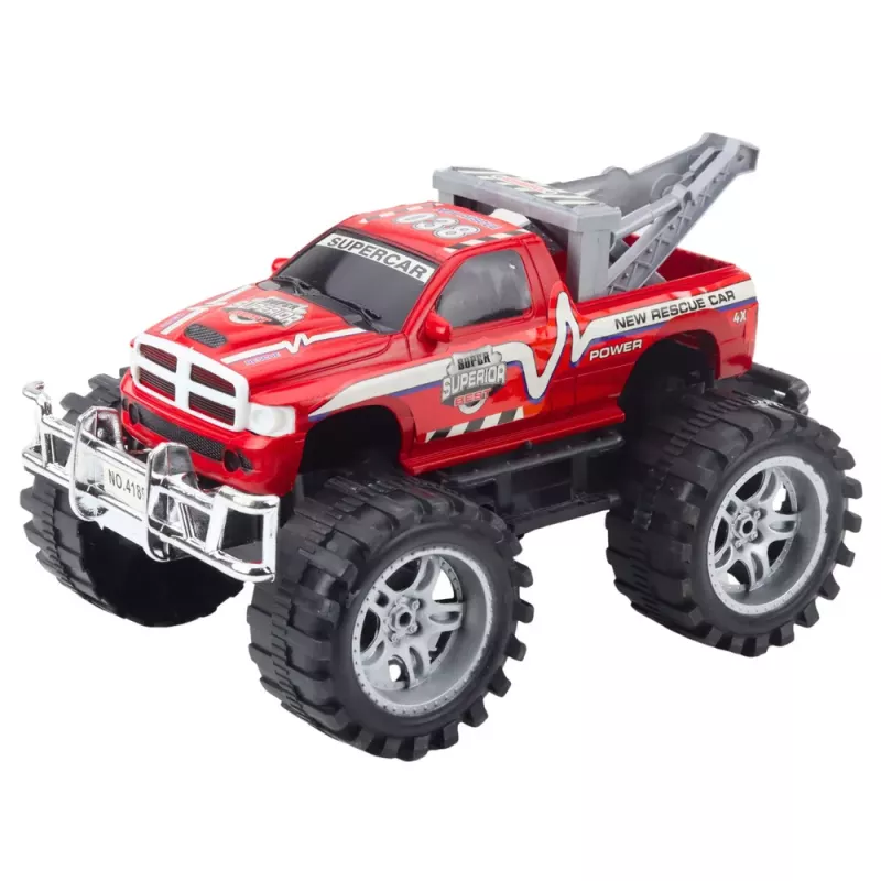 LEAN TOYS Rear-Wheel Drive Off-Road Rescue Vehicle with Towbar, Red 27cm