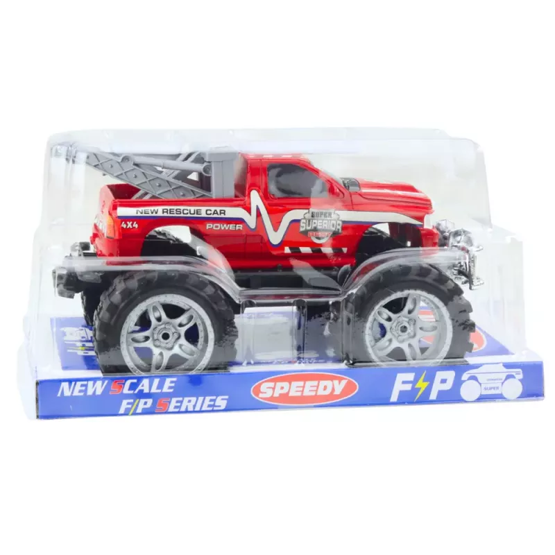 LEAN TOYS Rear-Wheel Drive Off-Road Rescue Vehicle with Towbar, Red 27cm