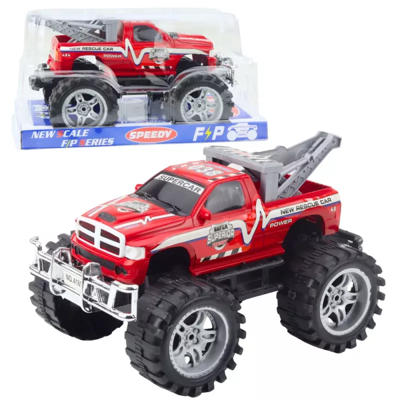 LEAN TOYS Rear-Wheel Drive Off-Road Rescue Vehicle with Towbar, Red 27cm