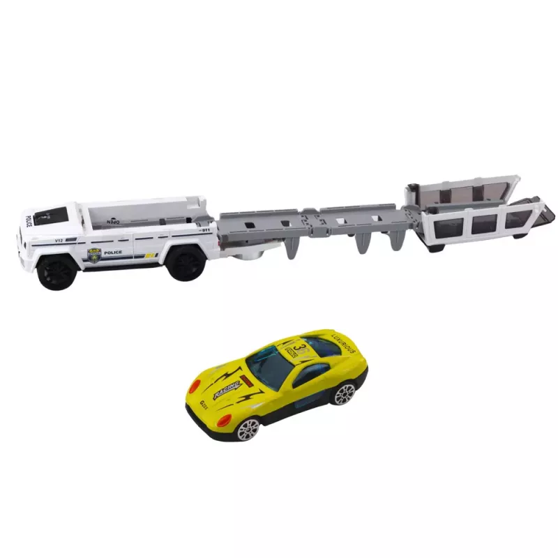 LEAN TOYS Police Off-Road Car With Friction Drive, Opening Trunk, White