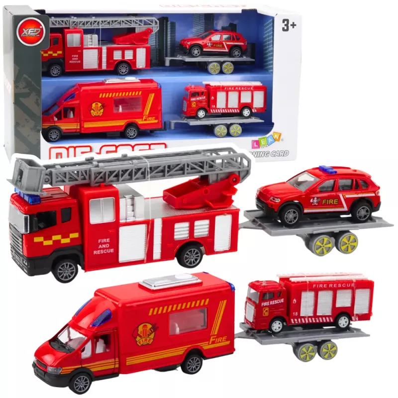 LEAN TOYS Fire Trucks Cars Drive Set Red
