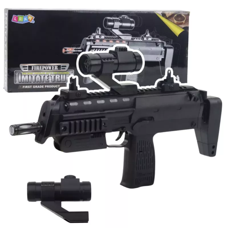 LEAN TOYS Toy Rifle Weapon with Lights, Sounds and Sight, Black, 41 cm