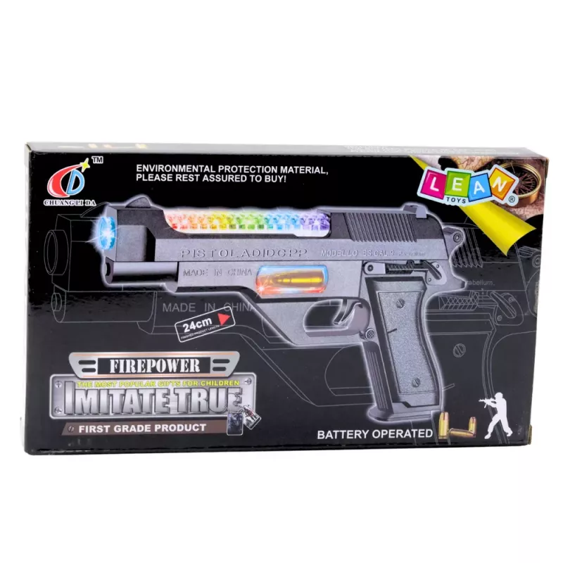 LEAN TOYS Battery Operated Gun Weapon with Colorful Lights and Sounds 24cm