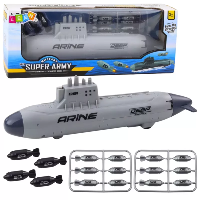 LEAN TOYS Ship Submarine Torpedo Shooting Drive Gray 28cm