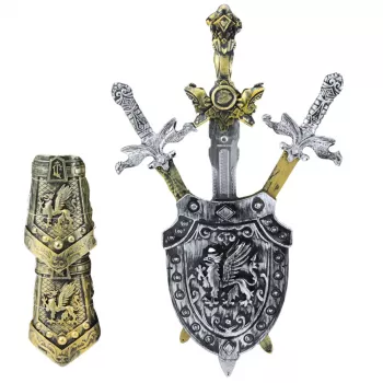 LEAN TOYS Knight Set 3 Swords Shield Protectors Realistic Decorations