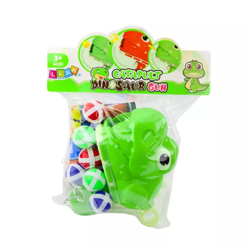 LEAN TOYS Skill Game Target Shooting Gun Velcro Balls Dinosaur