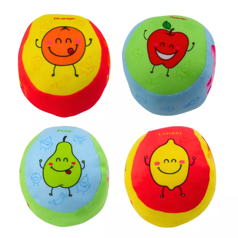 LEAN TOYS Set of Soft Balls for Toddlers Colorful Fruits 4pcs