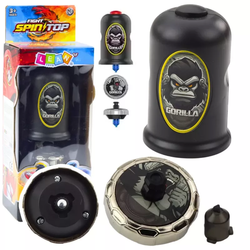 LEAN TOYS Flying Disk Gorilla Black Spinner Launcher Set