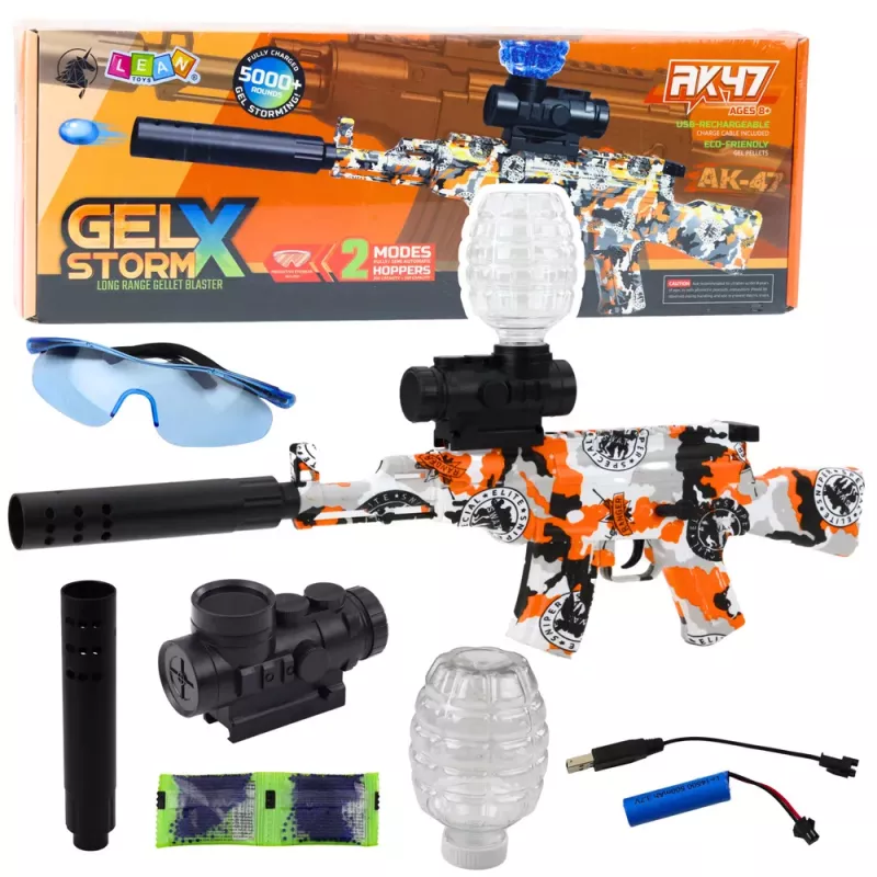 LEAN TOYS AK47 Rifle For Water Balls Hydrogel Graffiti Orange