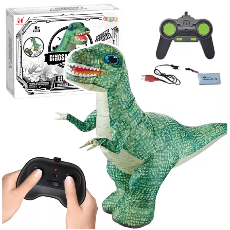 LEAN TOYS Large Inflatable Dinosaur Remote Controlled RC Green 130 x 190cm