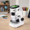 LEAN TOYS Educational Digital Microscope with Screen, 1000X LED Video Photo Function